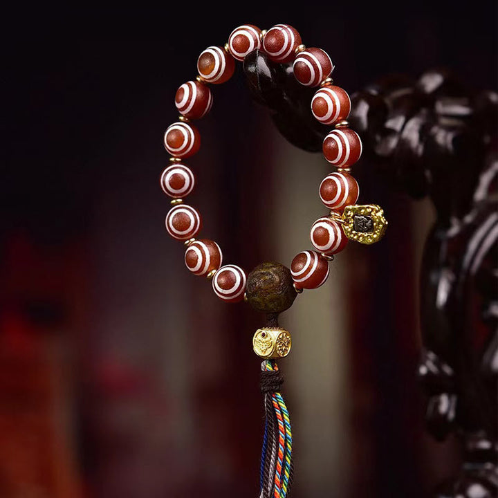 Bracelet de confiance en agate rouge tibétain Zakiram Buddha Stones