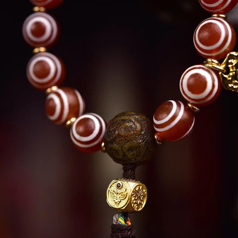 Bracelet de confiance en agate rouge tibétain Zakiram Buddha Stones