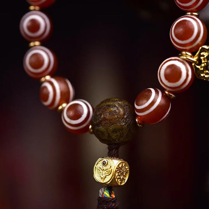 Bracelet de confiance en agate rouge tibétain Zakiram Buddha Stones