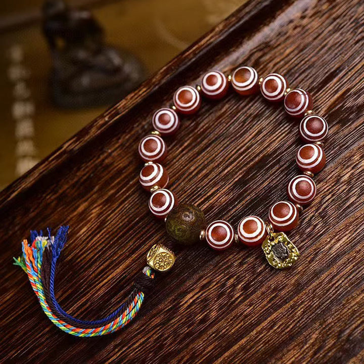 Bracelet de confiance en agate rouge tibétain Zakiram Buddha Stones