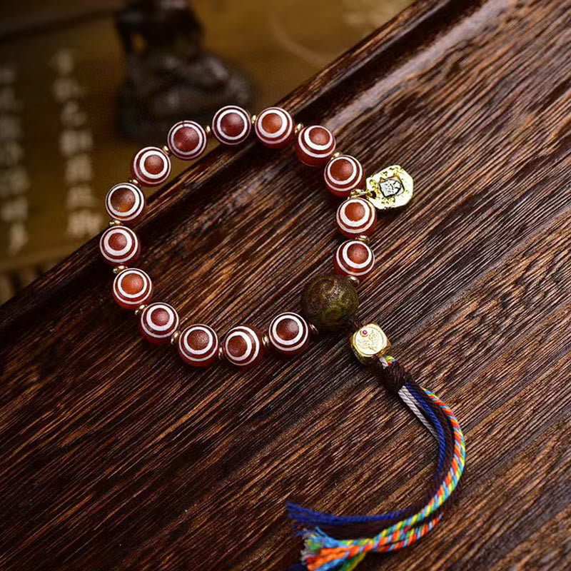 Bracelet de confiance en agate rouge tibétain Zakiram Buddha Stones