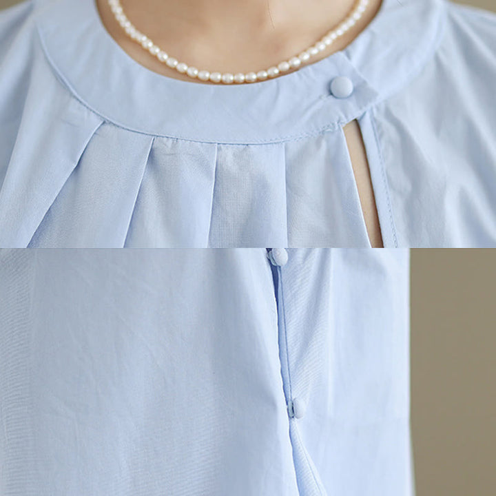 Buddha Stones d'été plissé en coton et lin pour femme, couleur unie, col licou, sans manches - image 9