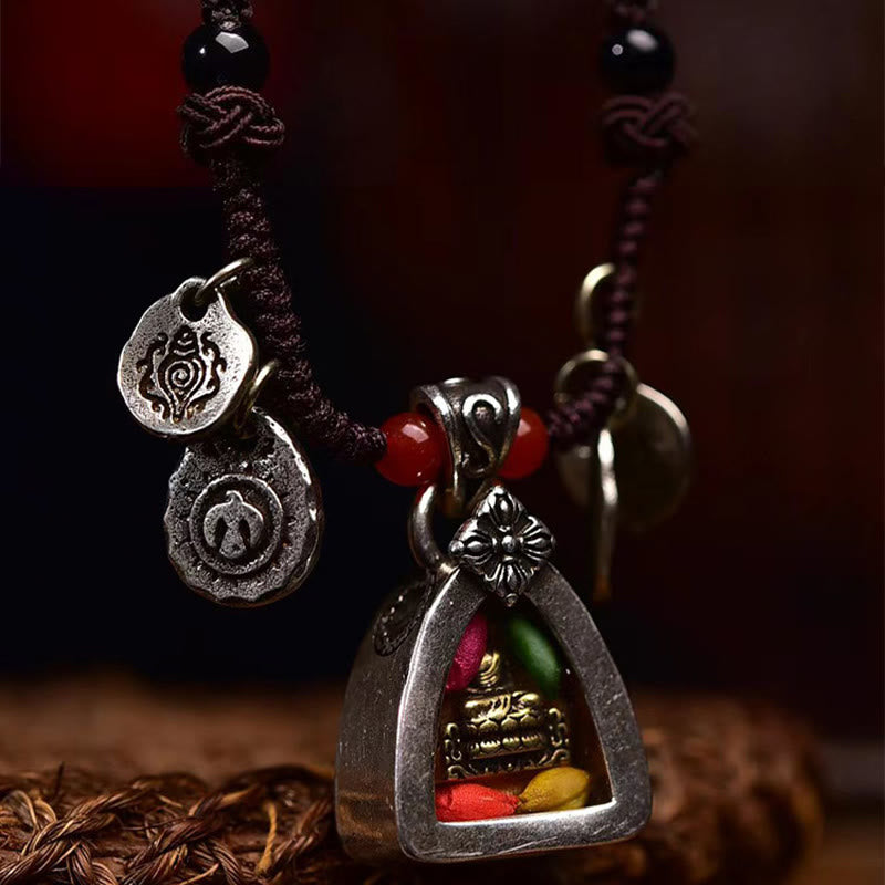 Collier pendentif en corde tressée Buddha Stones de la médecine tibétaine et de la compassion - image 3