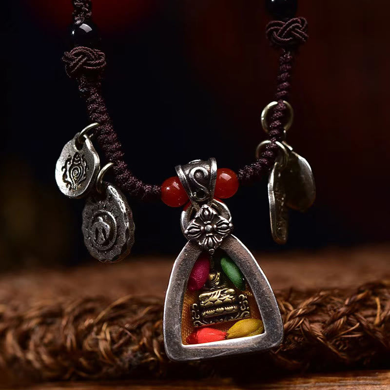 Collier pendentif en corde tressée Buddha Stones de la médecine tibétaine et de la compassion - image 2