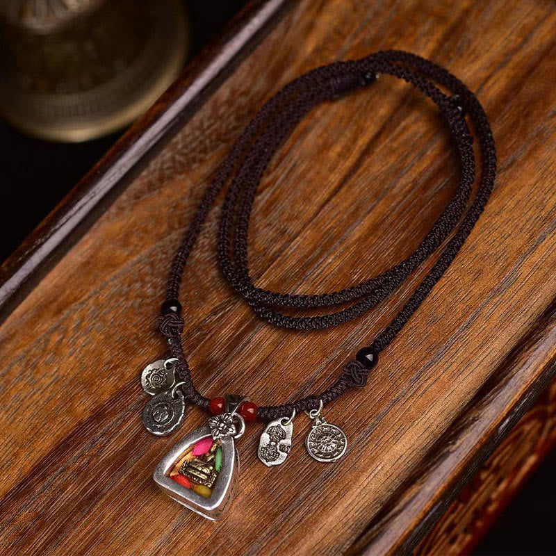 Collier pendentif en corde tressée Buddha Stones de la médecine tibétaine et de la compassion - Bouddha de la médecine - image 1