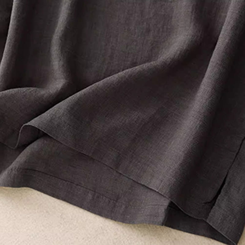 Buddha Stones décontracté en coton et lin pour femme, motif patchwork de broderies de couleur pure, sans manches, col ras du cou - image 17