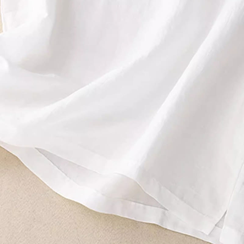 Buddha Stones décontracté en coton et lin pour femme, motif patchwork de broderies de couleur pure, sans manches, col ras du cou - image 22