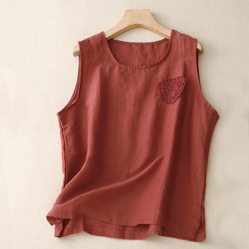 Gilet sans manches à col rond pour femme, orné de broderies patchwork aux couleurs unies et de Buddha Stones - FireBrick - US12，UK/AU16，EU44 (3XL) - image 11