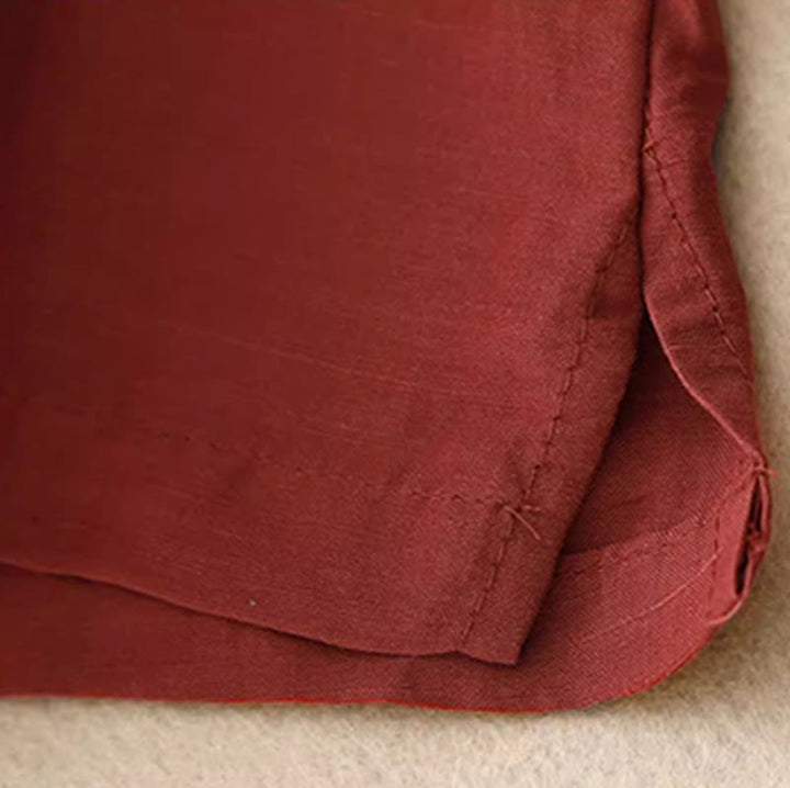 Buddha Stones décontracté en coton et lin pour femme, motif patchwork de broderies de couleur pure, sans manches, col ras du cou - image 13