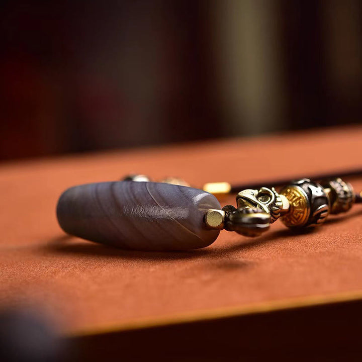 Collier pendentif en Buddha Stones du Tibet, perle Dzi Om Mani Padme Hum, Protection - image 4