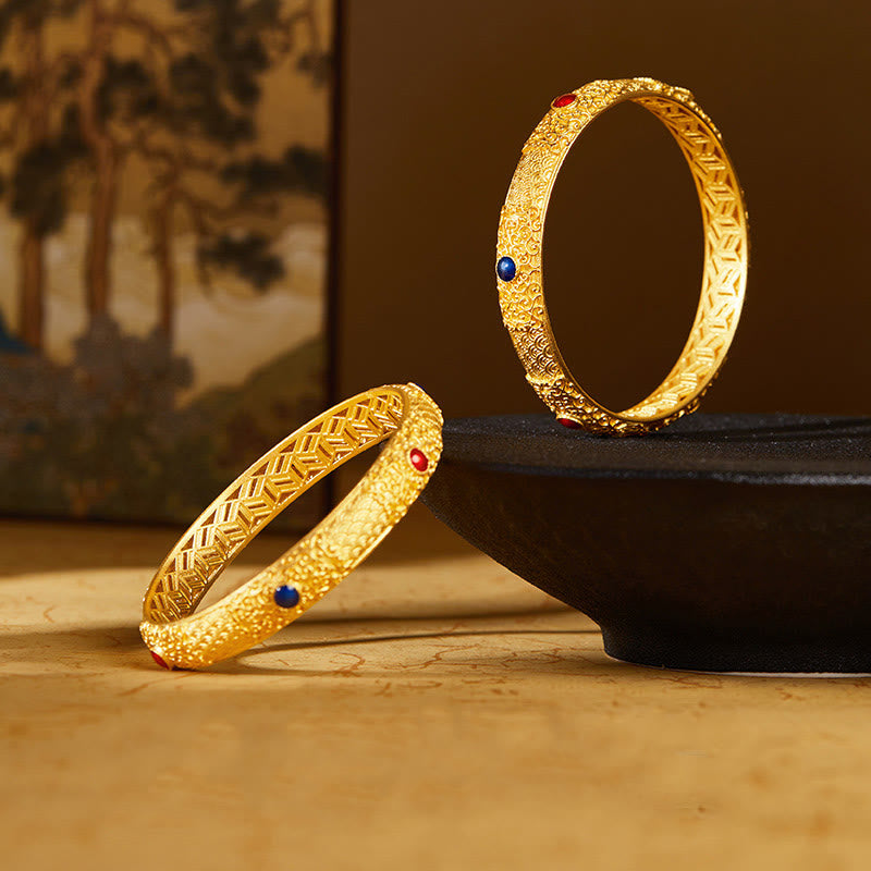 Bracelet de protection creux en argent sterling 925 avec Buddha Stones et nuages ​​dorés de bon augure, 56 mm - image 7