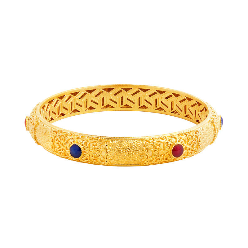 Bracelet de protection creux en argent sterling 925 avec Buddha Stones et nuages ​​dorés de bon augure, 56 mm - image 9