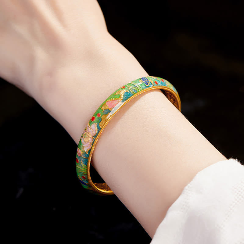 Bracelet jonc en argent sterling 999 avec Buddha Stones , motif poisson koï et lotus creux, 58 mm - image 4