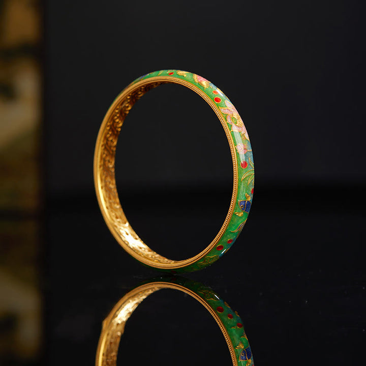 Bracelet jonc en argent sterling 999 avec Buddha Stones , motif poisson koï et lotus creux, 58 mm - image 2