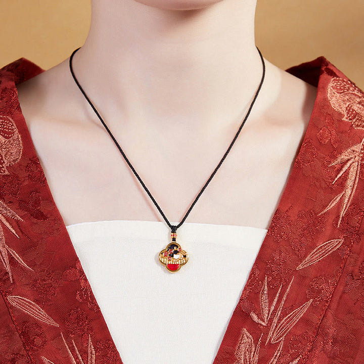 Collier avec pendentif en argent sterling 925 et pierre de Buddha Stones , motif trèfle à quatre feuilles et fleur de prunier - image 6