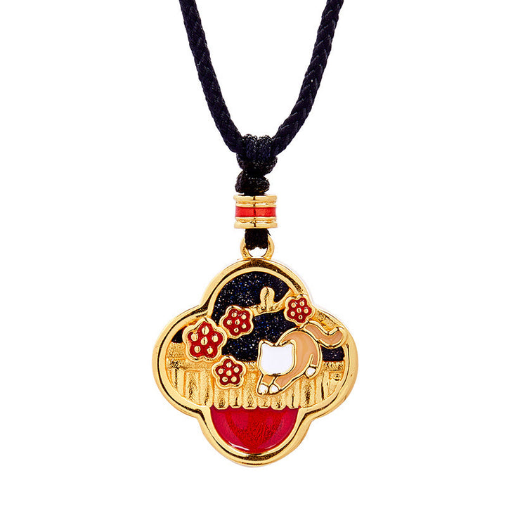 Collier avec pendentif en argent sterling 925 et pierre de Buddha Stones , motif trèfle à quatre feuilles et fleur de prunier - image 9