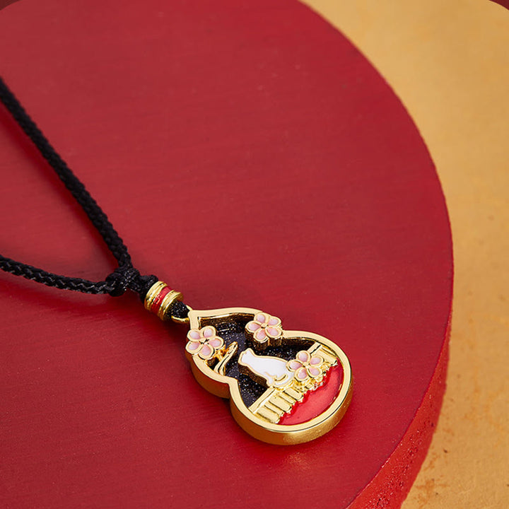 Collier avec pendentif en argent sterling 925 et Buddha Stones, motif fleur de pêcher, gourde et chat, protection - image 2