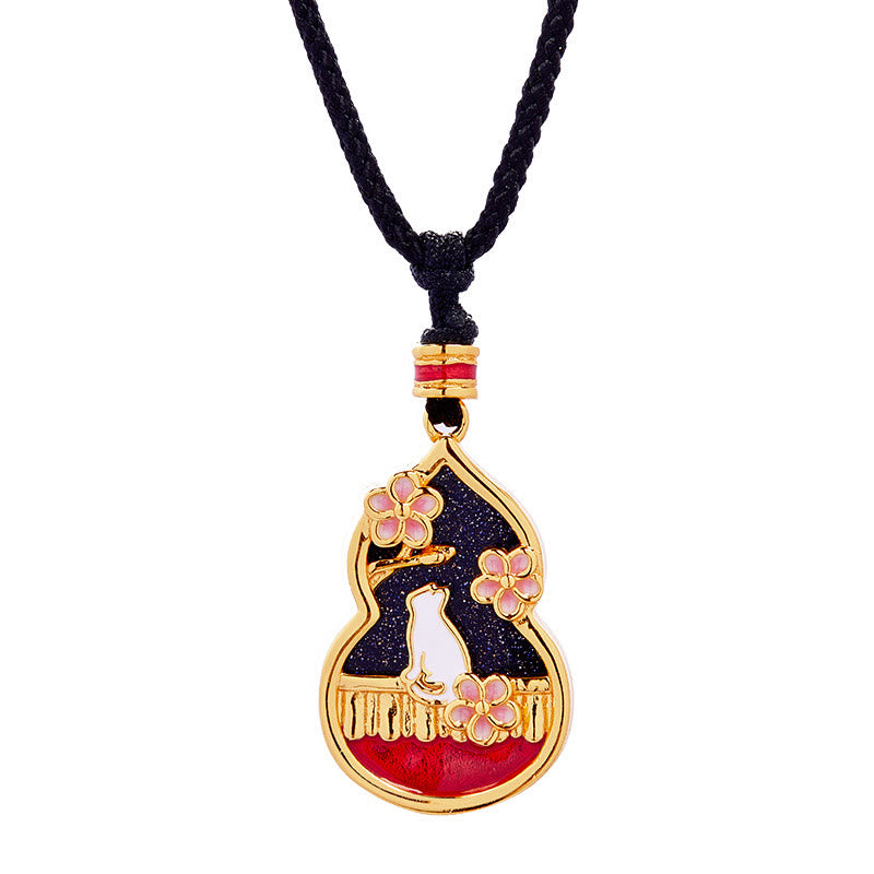 Collier avec pendentif en argent sterling 925 et Buddha Stones, motif fleur de pêcher, gourde et chat, protection - image 8