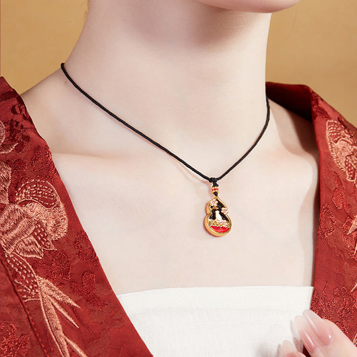 Collier avec pendentif en argent sterling 925 et Buddha Stones, motif fleur de pêcher, gourde et chat, protection - image 7