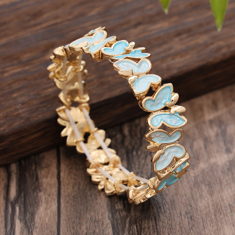 Bracelet élastique en alliage avec Buddha Stones et papillon coloré