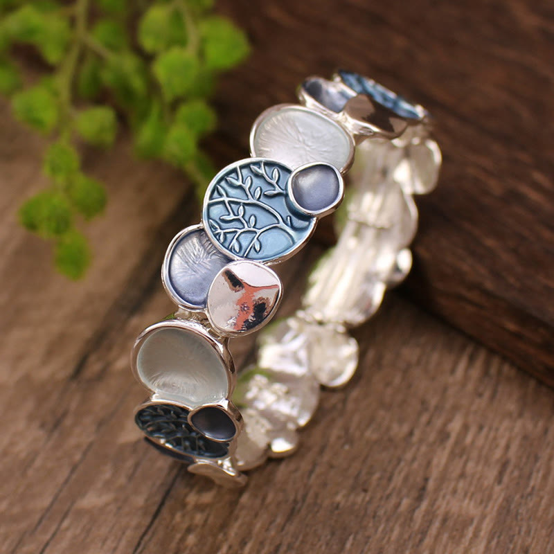 Bracelet élastique en alliage avec Buddha Stones et arbre de vie, motif rond