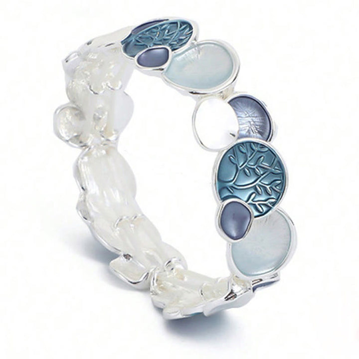 Bracelet élastique en alliage avec Buddha Stones et arbre de vie, motif rond