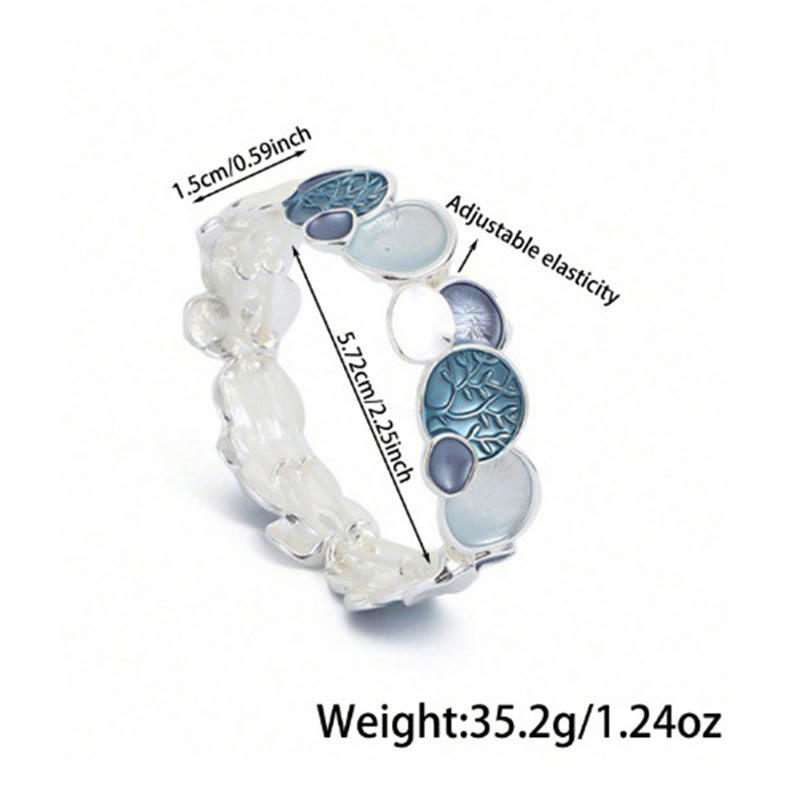 Bracelet élastique en alliage avec Buddha Stones et arbre de vie, motif rond