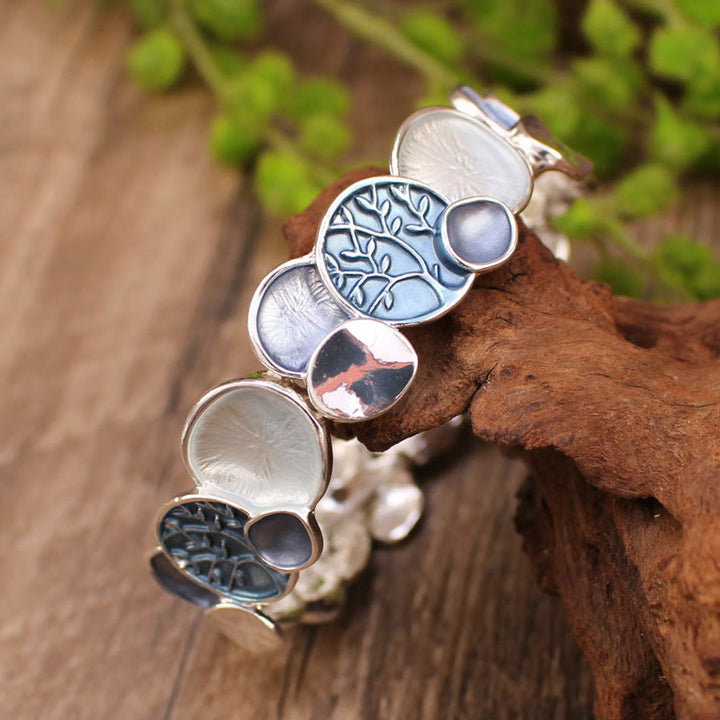 Bracelet élastique en alliage avec Buddha Stones et arbre de vie, motif rond