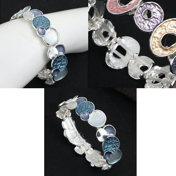 Bracelet élastique en alliage avec Buddha Stones et arbre de vie, motif rond