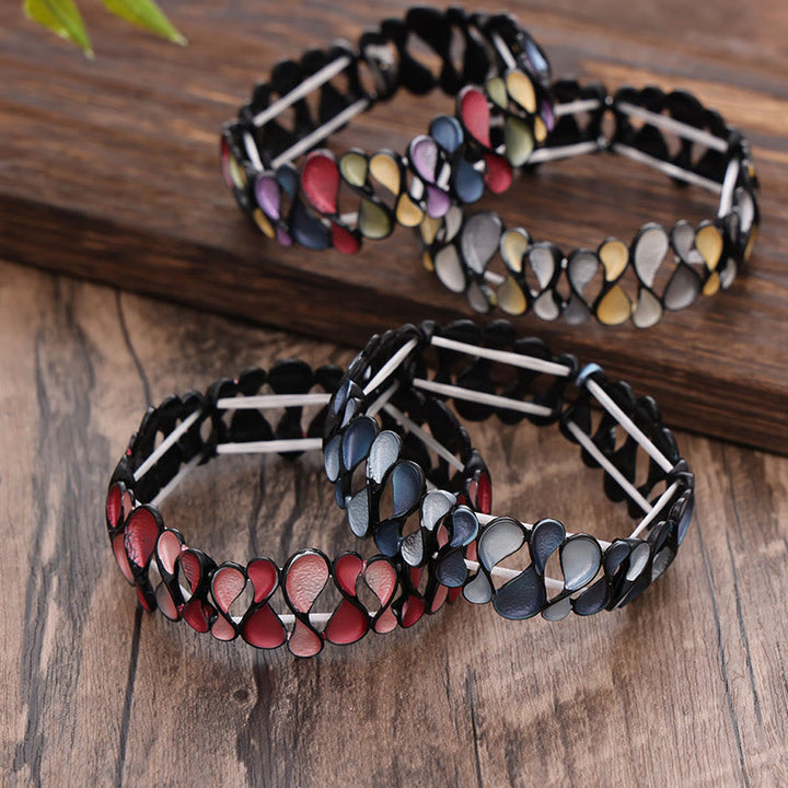 Bracelet élastique de guérison en alliage creux coloré en forme de 8 Buddha Stones