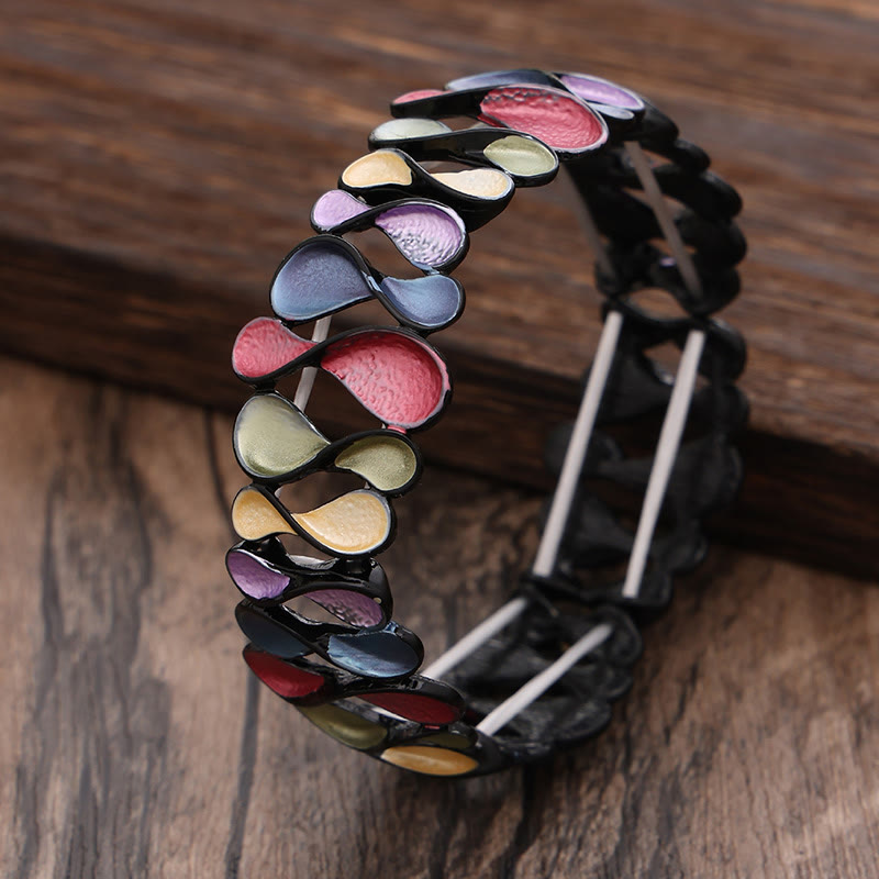 Bracelet élastique de guérison en alliage creux coloré en forme de 8 Buddha Stones
