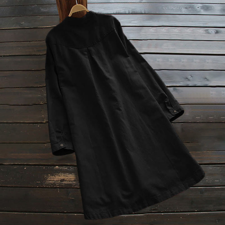 Chemise femme à manches longues avec poches et boutons solides Buddha Stones - image 12