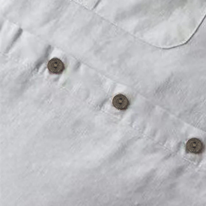 Robe chemise en coton et lin à manches longues et Buddha Stones unis pour femme avec poches