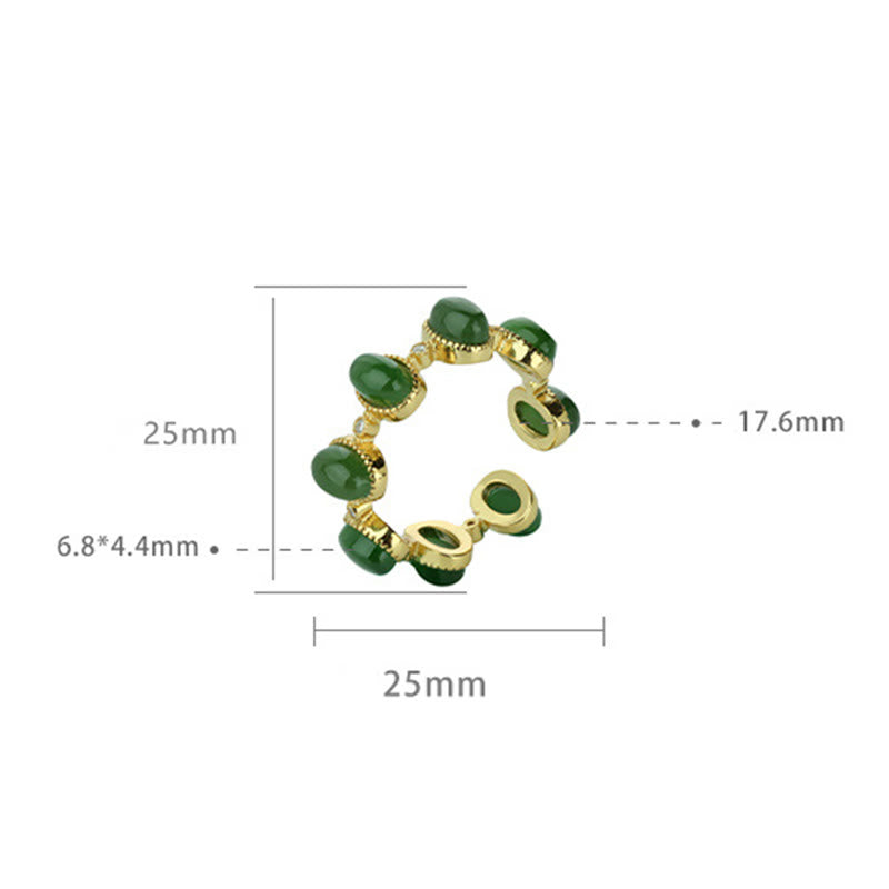 Bague ajustable en argent sterling 925 avec Buddha Stones et perles de jade cyan Hetian