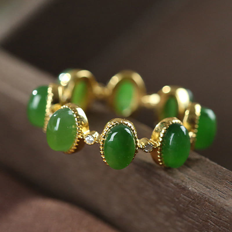 Bague ajustable en argent sterling 925 avec Buddha Stones et perles de jade cyan Hetian