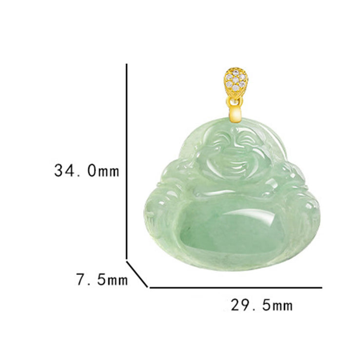 Collier Buddha Stones rieur en jade naturel, pierre de Bouddha, symbole de chance et de prospérité, chaîne en acier titane. - image 12