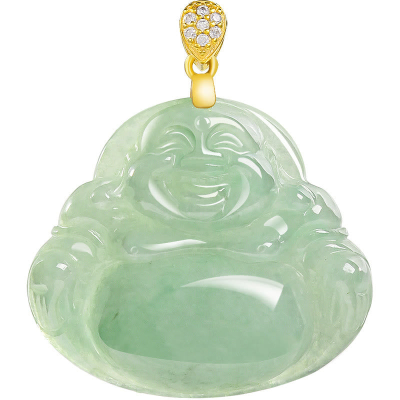 Collier Buddha Stones rieur en jade naturel, pierre de Bouddha, symbole de chance et de prospérité, chaîne en acier titane. - image 11