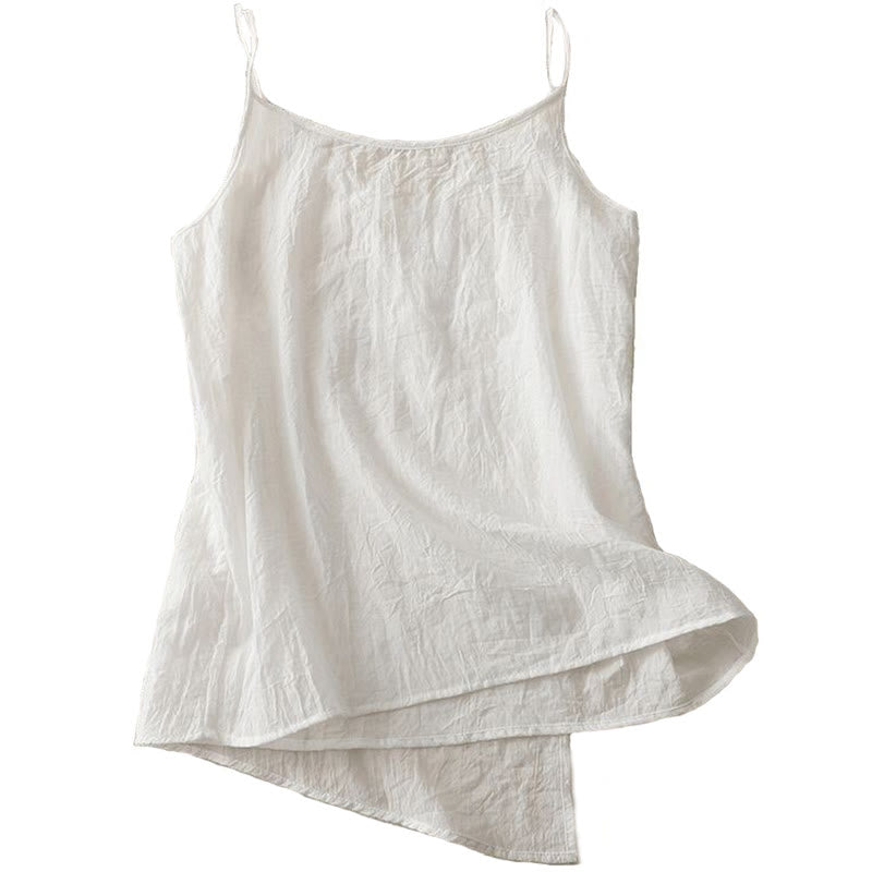 Buddha Stones vintage en coton et lin pour femme, col en V, sans manches, avec lacets latéraux et dentelle - image 8