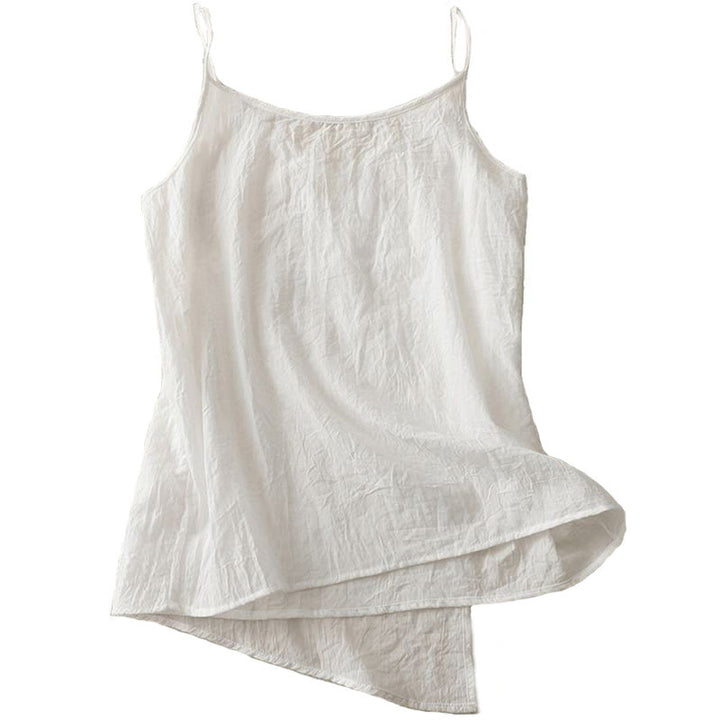 Buddha Stones vintage en coton et lin pour femme, col en V, sans manches, avec lacets latéraux et dentelle - image 8