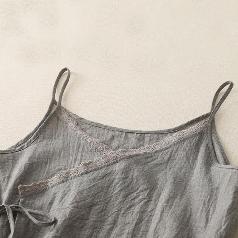Débardeur vintage sans manches à lacets latéraux et col en V pour femme avec Buddha Stones - image 10