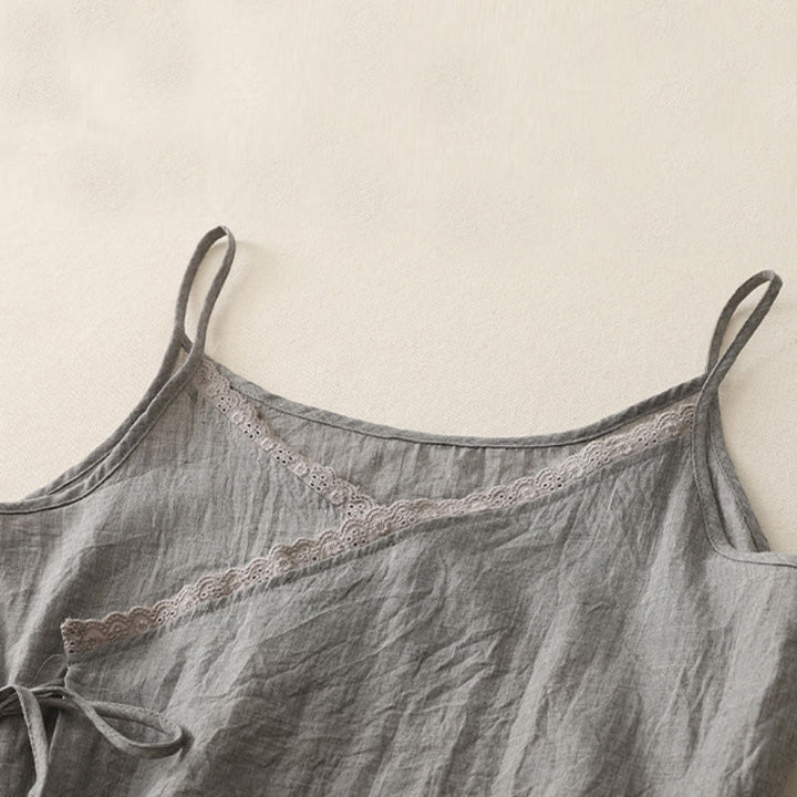 Débardeur vintage sans manches à lacets latéraux et col en V pour femme avec Buddha Stones - image 10