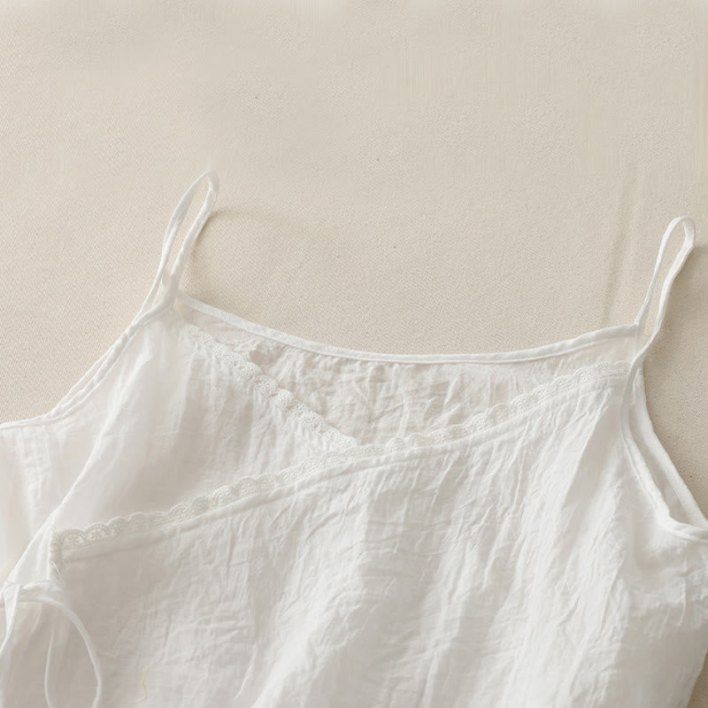 Débardeur vintage sans manches à lacets latéraux et col en V pour femme avec Buddha Stones - image 7