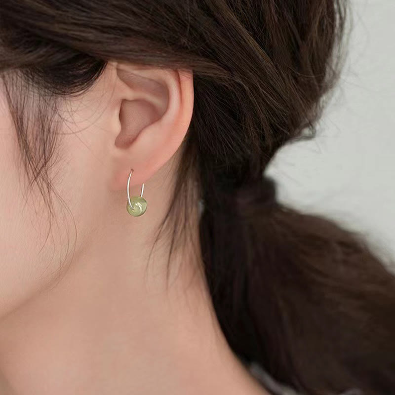 Buddha Stones Boucles d'oreilles porte-bonheur en argent sterling 925 et perles de jade Hetian