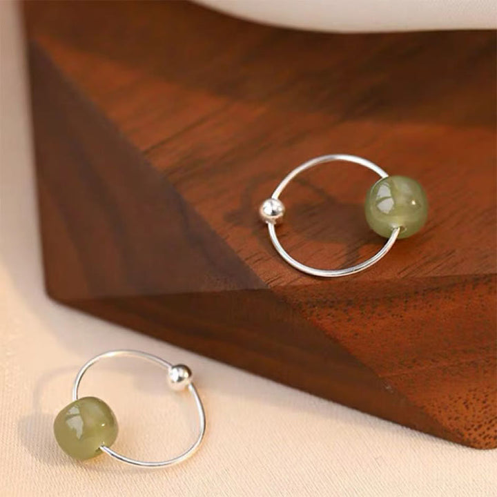 Buddha Stones Boucles d'oreilles porte-bonheur en argent sterling 925 et perles de jade Hetian