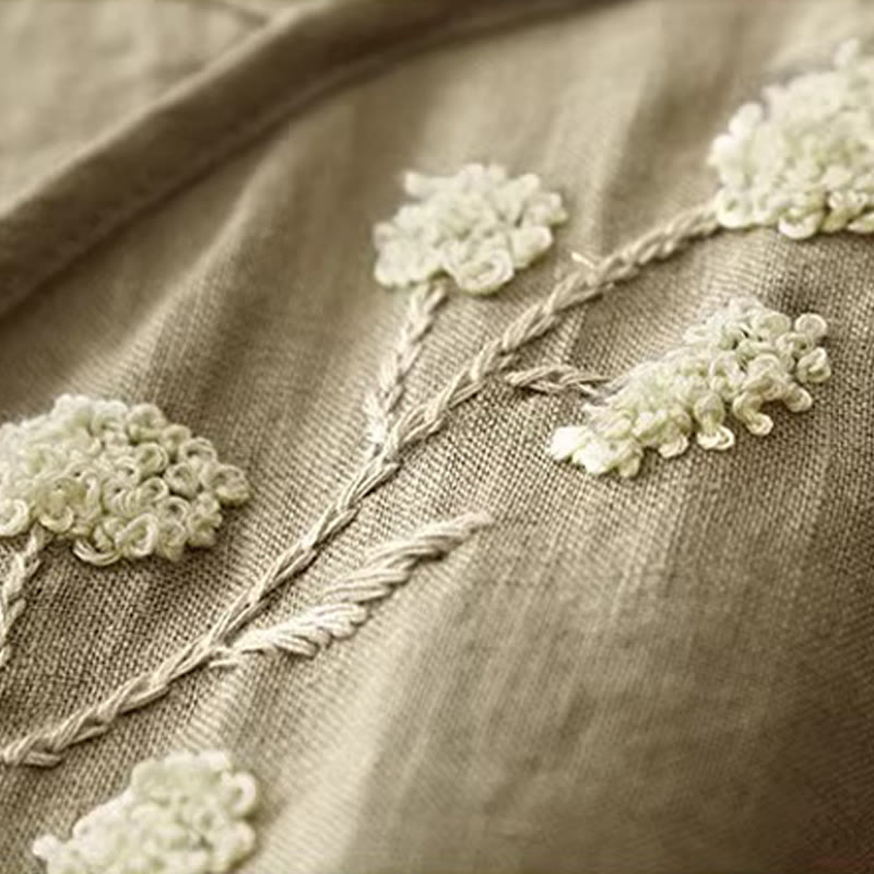 Gilet sans manches en coton et lin pour femme, broderie ethnique asymétrique, motif Buddha Stones - image 4