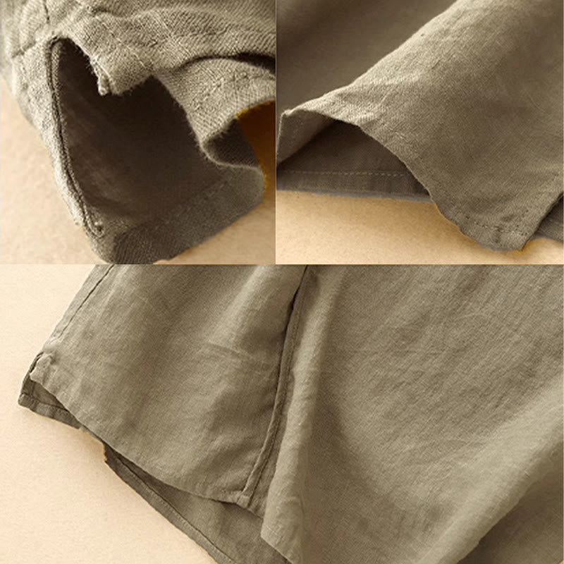 Gilet sans manches en coton et lin pour femme, broderie ethnique asymétrique, motif Buddha Stones - image 6