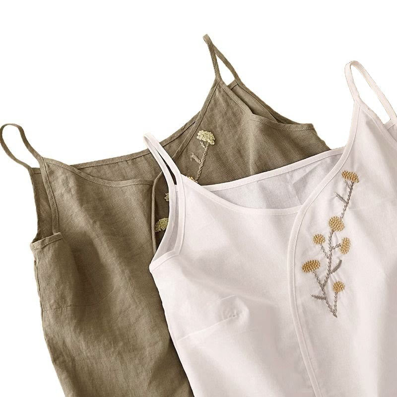 Gilet sans manches en coton et lin pour femme, broderie ethnique asymétrique, motif Buddha Stones - image 12