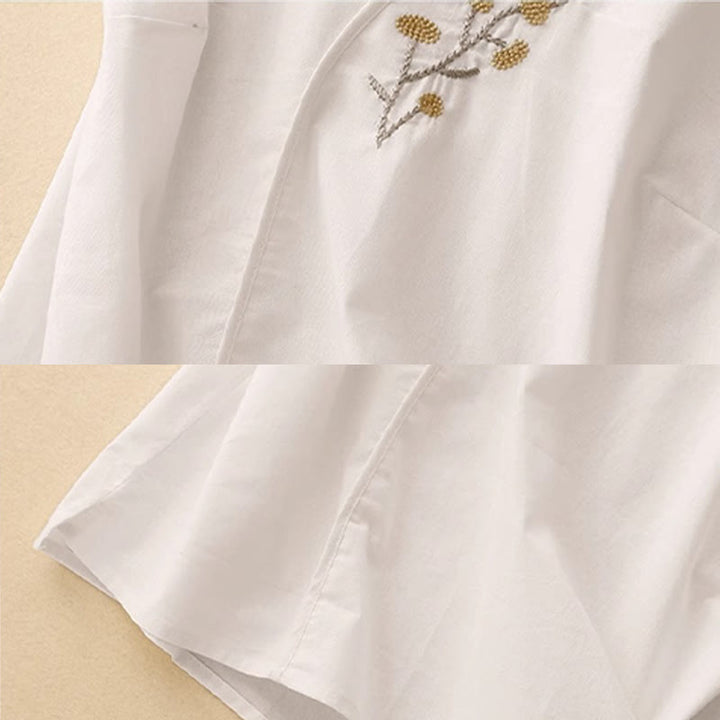 Gilet sans manches en coton et lin pour femme, broderie ethnique asymétrique, motif Buddha Stones - image 8