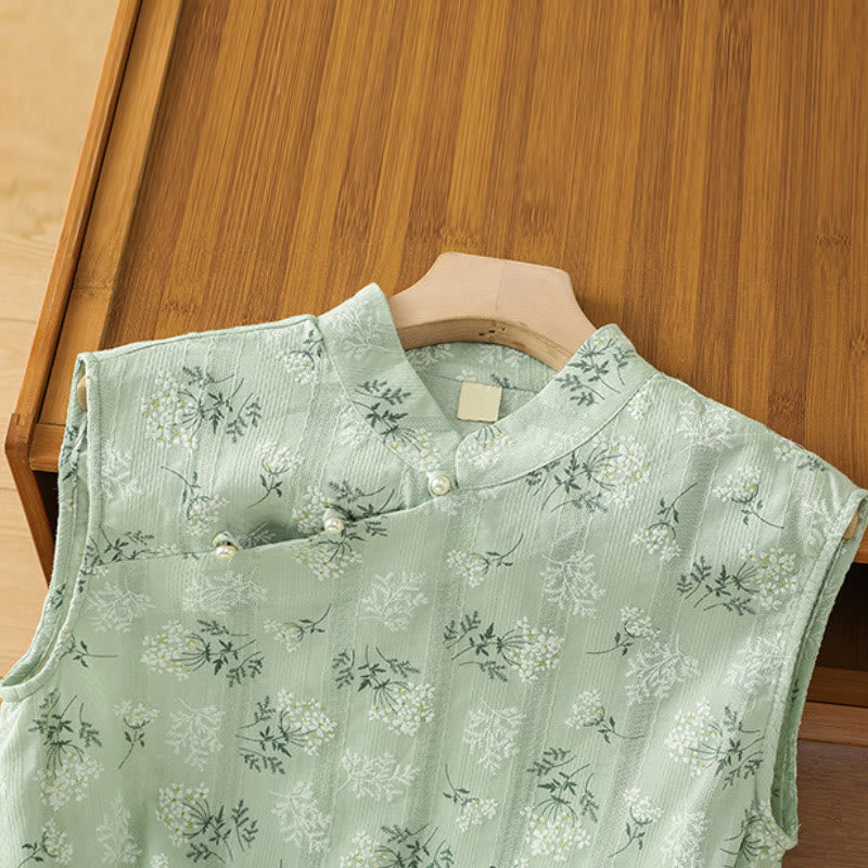 Gilet sans manches en coton pour femme, imprimé rétro de Buddha Stones , motif floral et végétal, motif grenouille chinoise, bouton - image 19