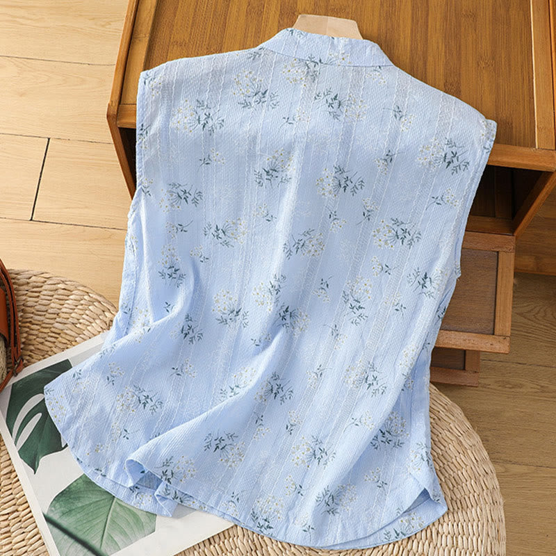 Gilet sans manches en coton pour femme, imprimé rétro de Buddha Stones , motif floral et végétal, motif grenouille chinoise, bouton - image 24